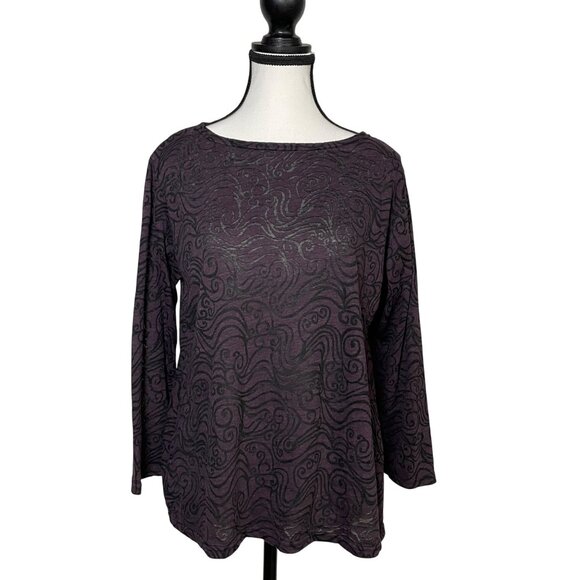 Cut Loose Black Purple Stretch Lightweight Semi Sheer Top Artsy Summer Size XL - Picture 1 of 11